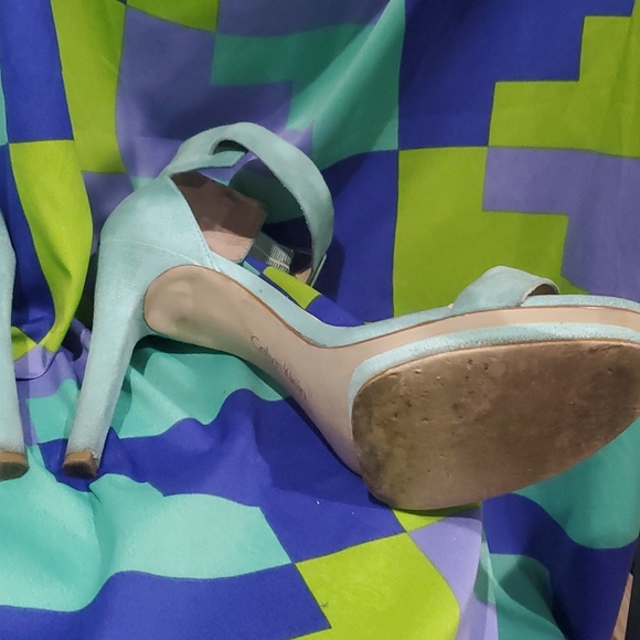 Vivian Suede Teal Calvin Klein Sandals - Picture 6 of 8